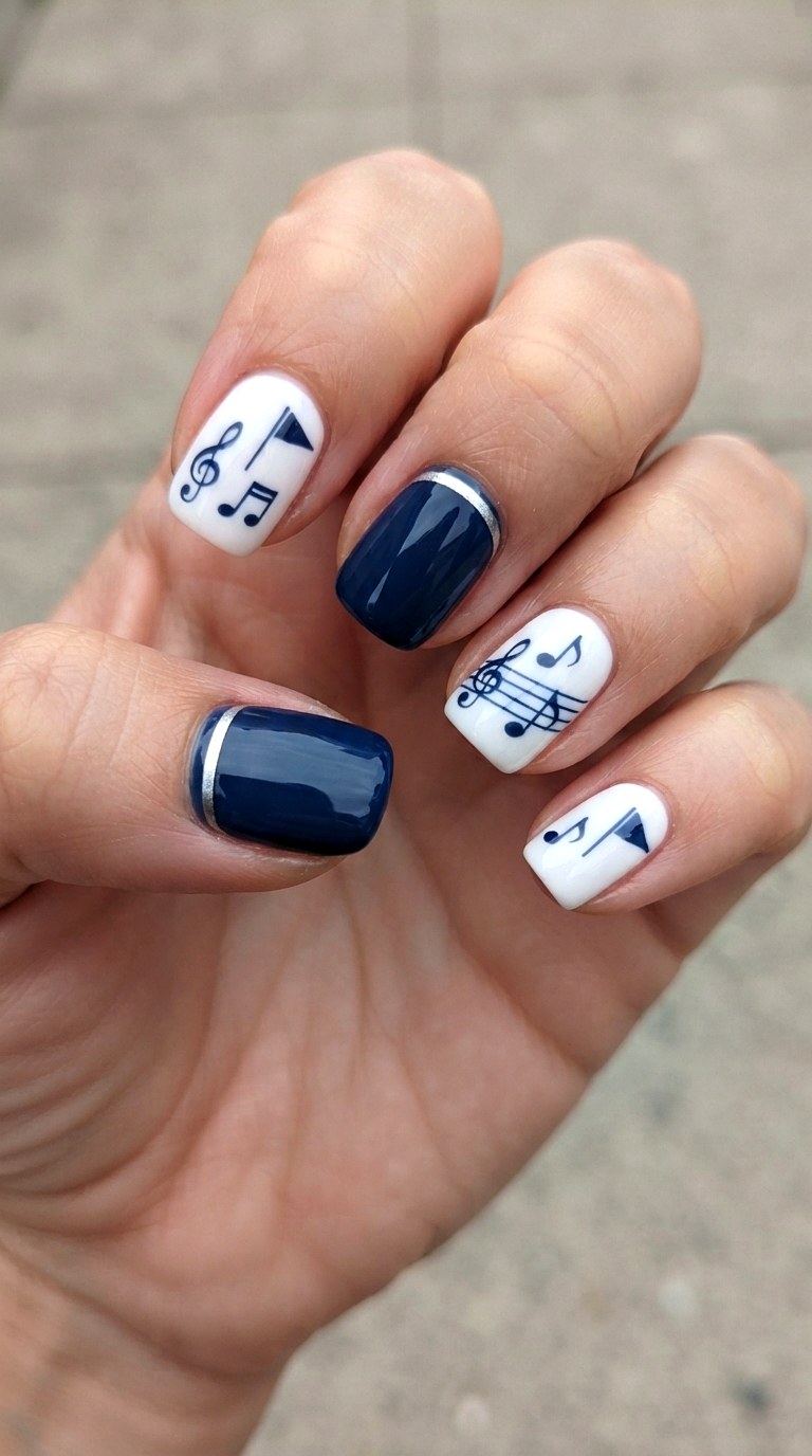 Subtle Marching Band Nails - 21 school nail art designs