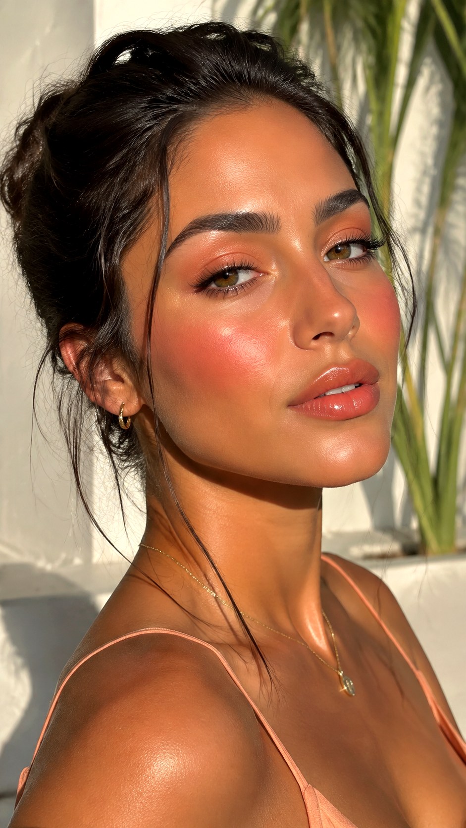 Sun Kissed Peachy Golden Hour Glow - 24 Olive Skin Makeup Looks