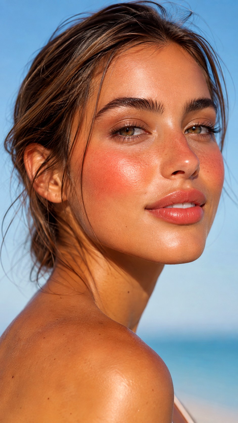 Sunburned Blush Draped Across Nose - 25 Jelly Blush Makeup Ideas
