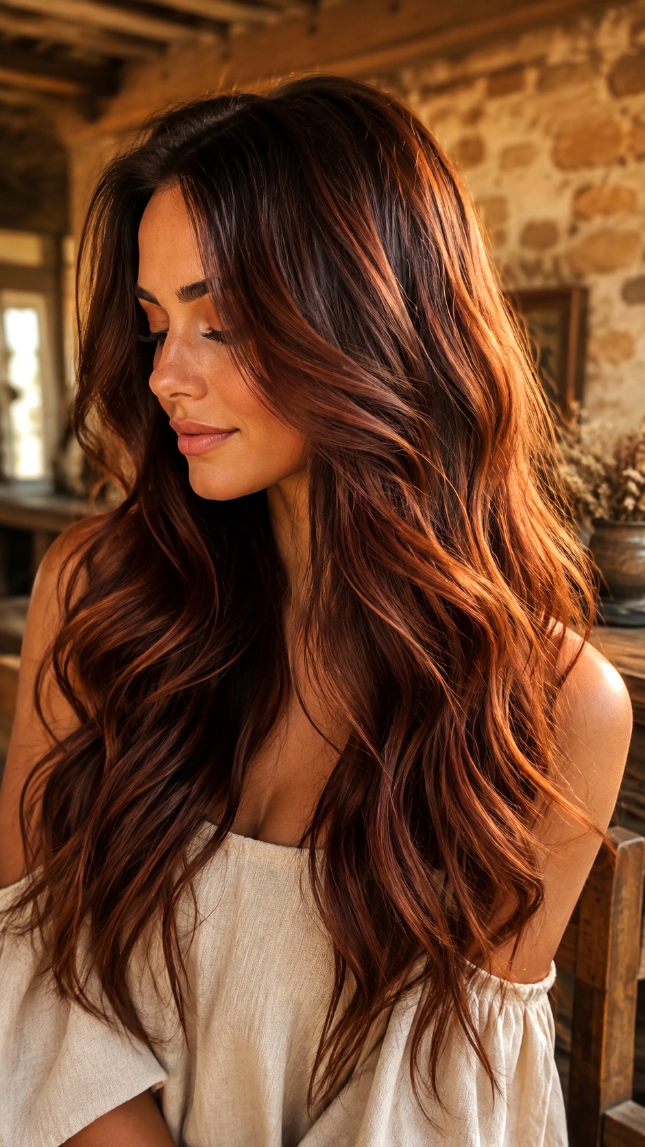 Sunlit Auburn Balayage - 21 Sun-Kissed Brown Hair Ideas