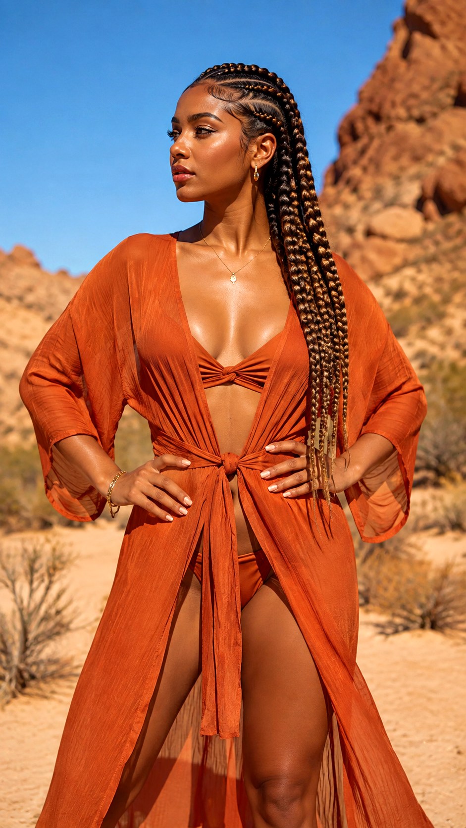 Sunlit Bronze Cornrow Braids - 24 natural hair color ideas