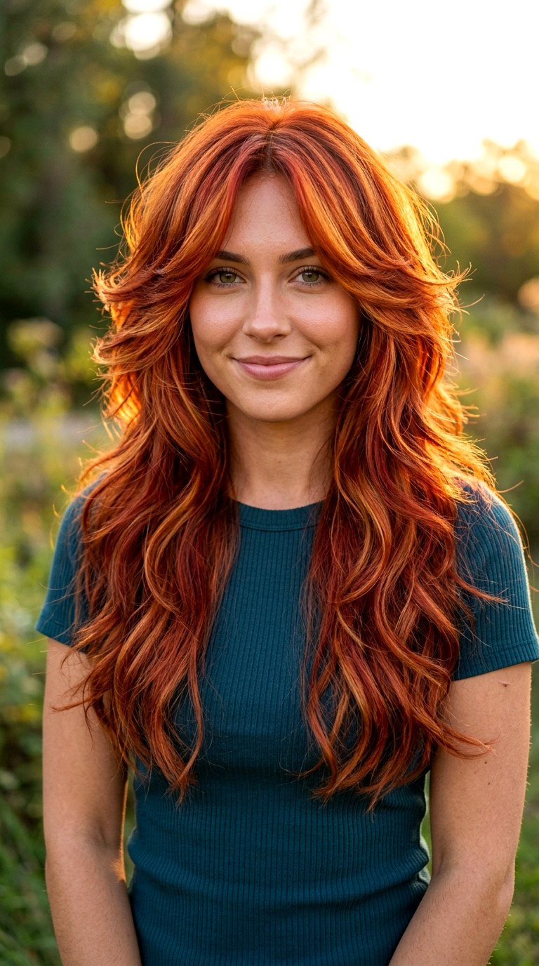 Sunset Copper Butterfly Layers - 22 butterfly layers hair long ideas