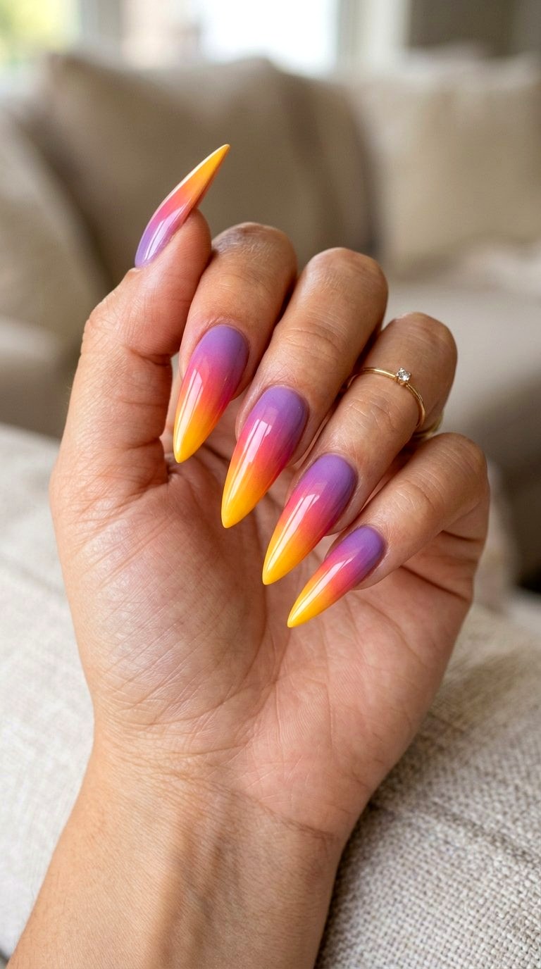 Sunset Ombre Blends - 21 Summer Nail Design Ideas
