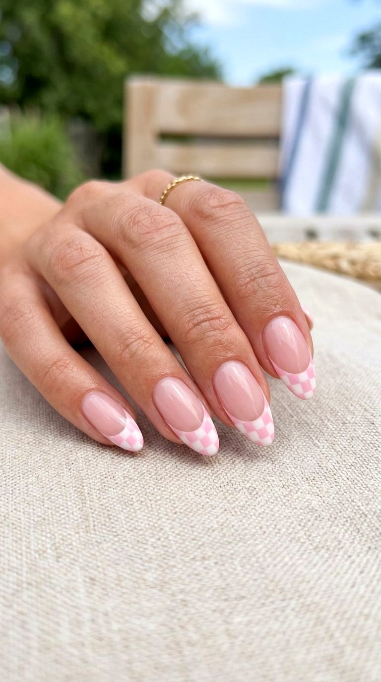 Surfboard Checkerboard Tips - 21 Summer Nail Design Ideas
