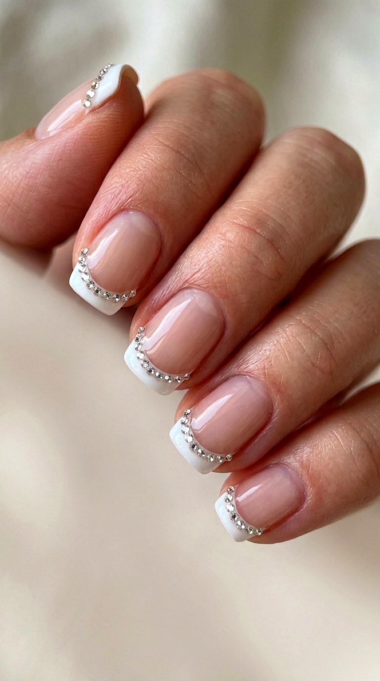 Swarovski Studded French Tip - 23 thin french tip nail art designs