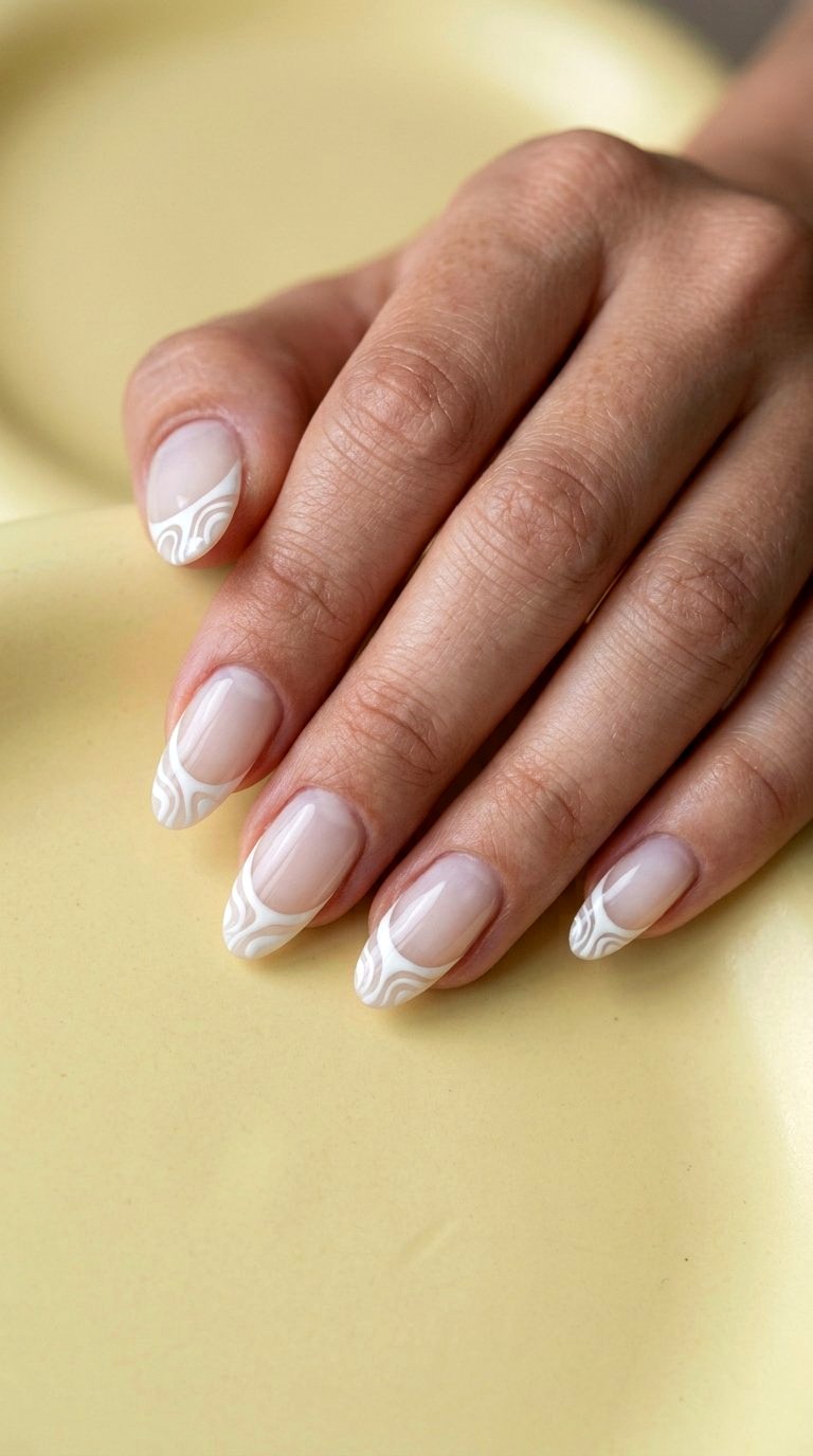 Swirl White French Tip Accents - 20 White French Tip Nail Design Ideas