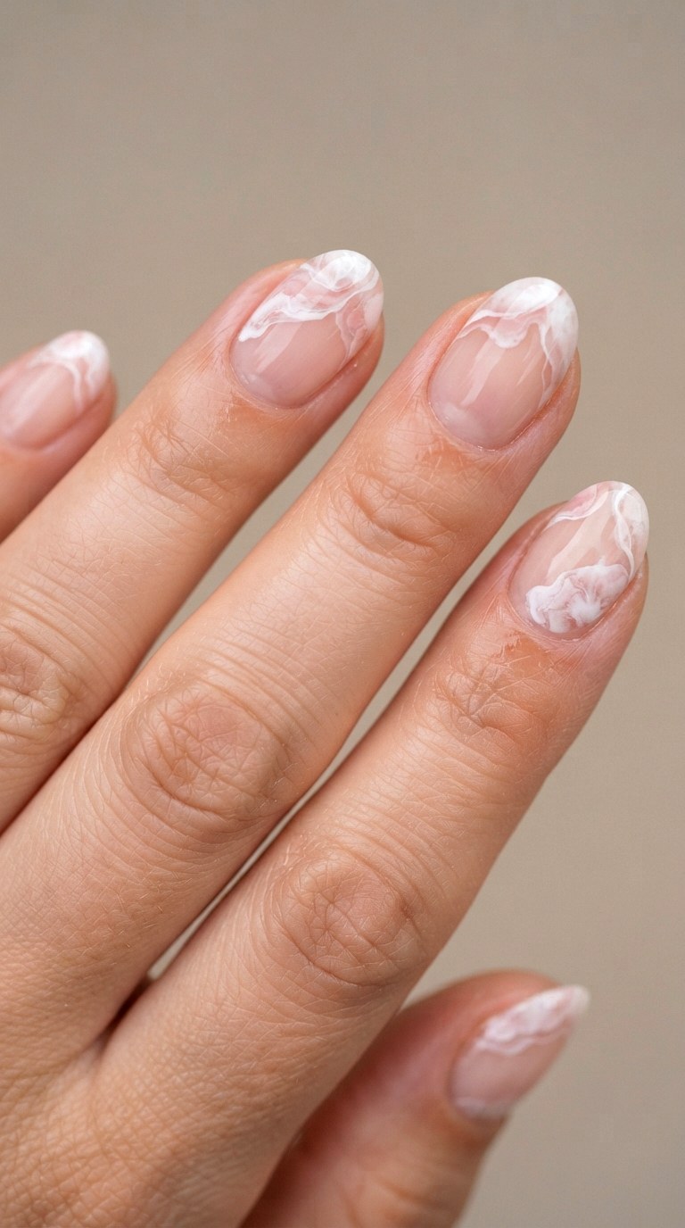 Swirling Abstract French Tip Design - 22 natural french tip nail art ideas