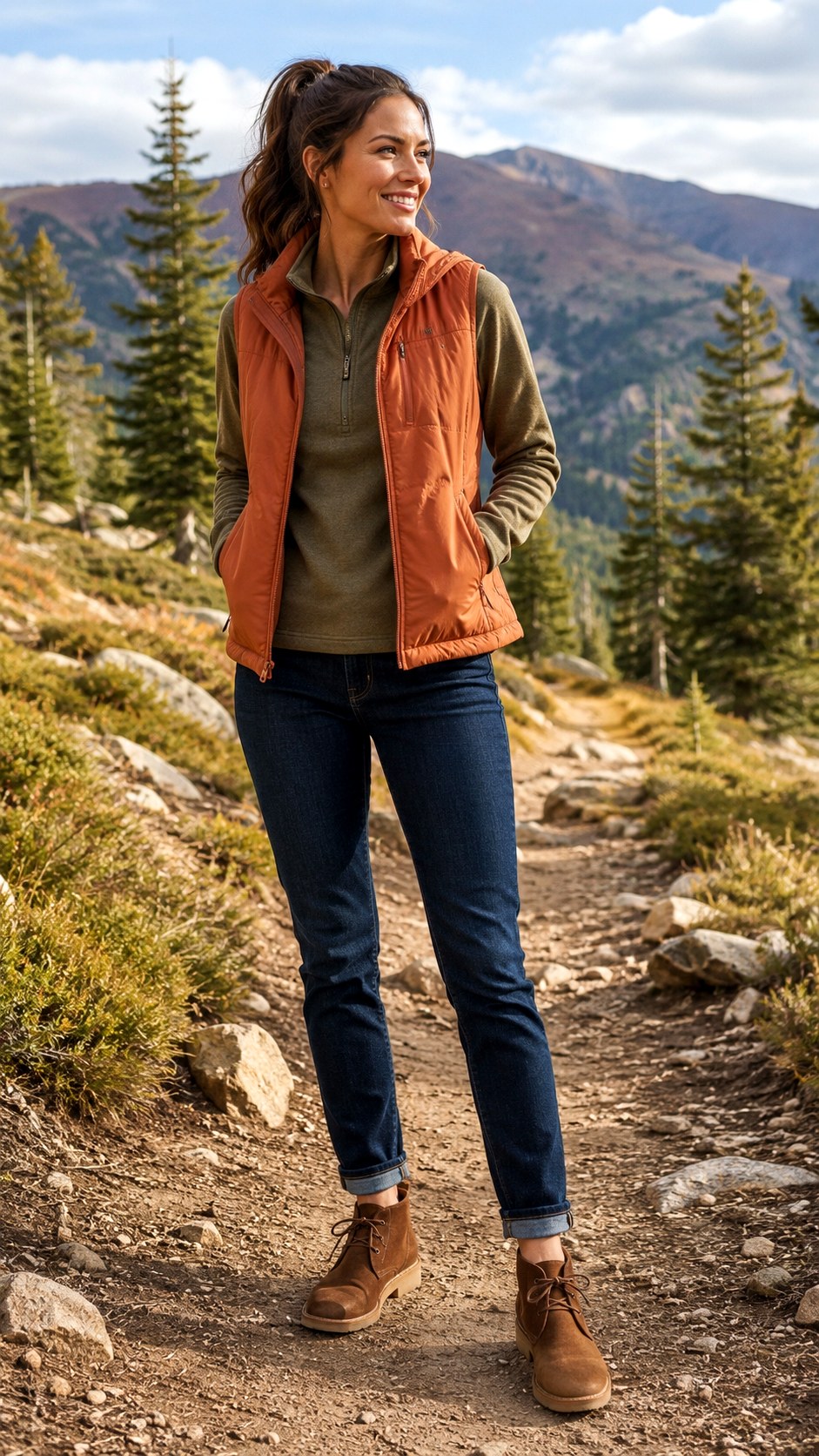 Terracotta Vest And Olive Green Combo - 21 Terracotta Vest Outfit Ideas