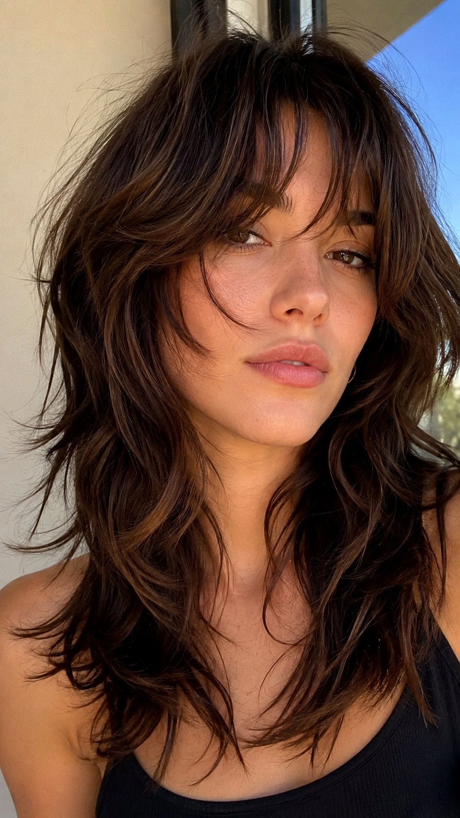 Textured Brunette Wolf Cut - 24 lond wolf cut hairstyle ideas