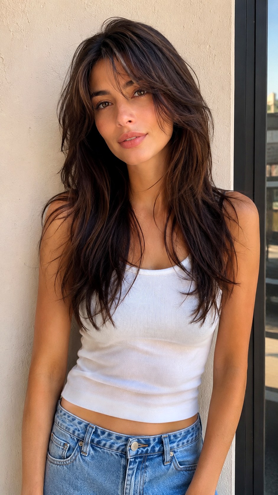 Textured Curtain Bangs Layers - 24 layered haircut long hair ideas