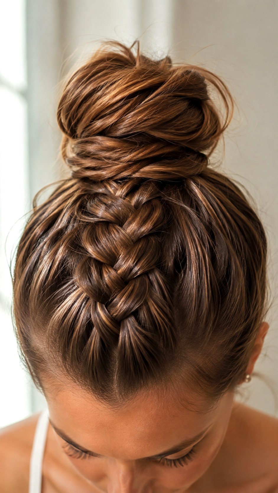 The Effortless French Braid Top Knot - 24 classy updo hairstyles ideas