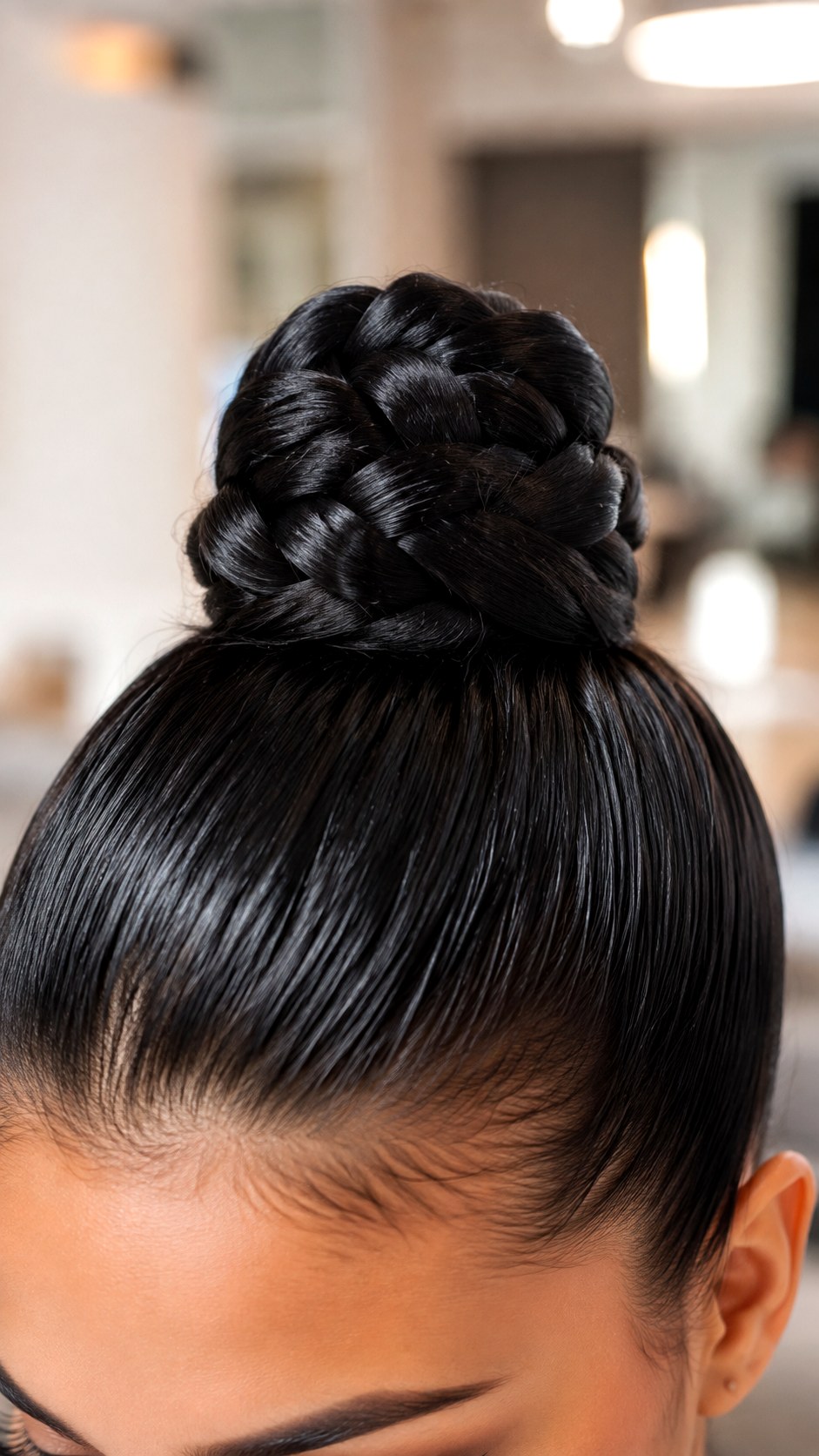 The Sleek High Braided Top Knot - 24 classy updo hairstyles ideas
