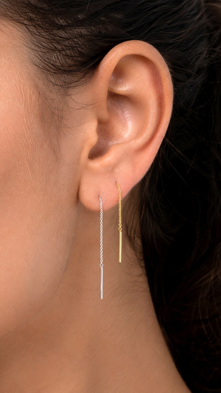 Threader Earrings Blending Silver and Gold - 24 gold vs silver jewelry ideas