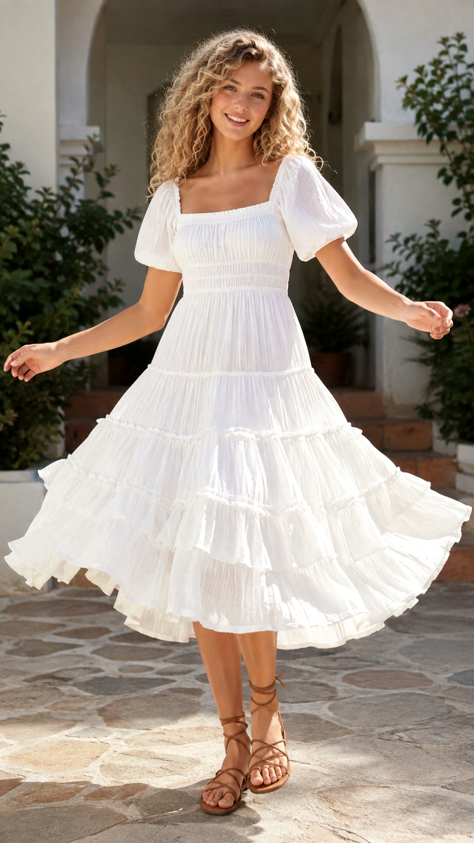 Tiered Ruffle White Summer Dress Boho - 24 white summer dress boho ideas