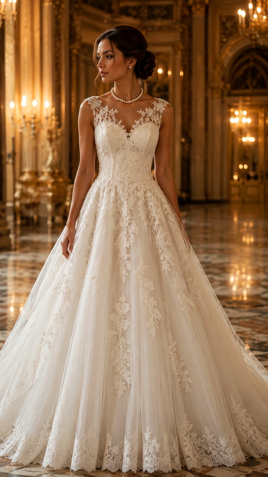 Timeless Lace Illusion Neckline Gown - 22 Summer Formal Dress Ideas