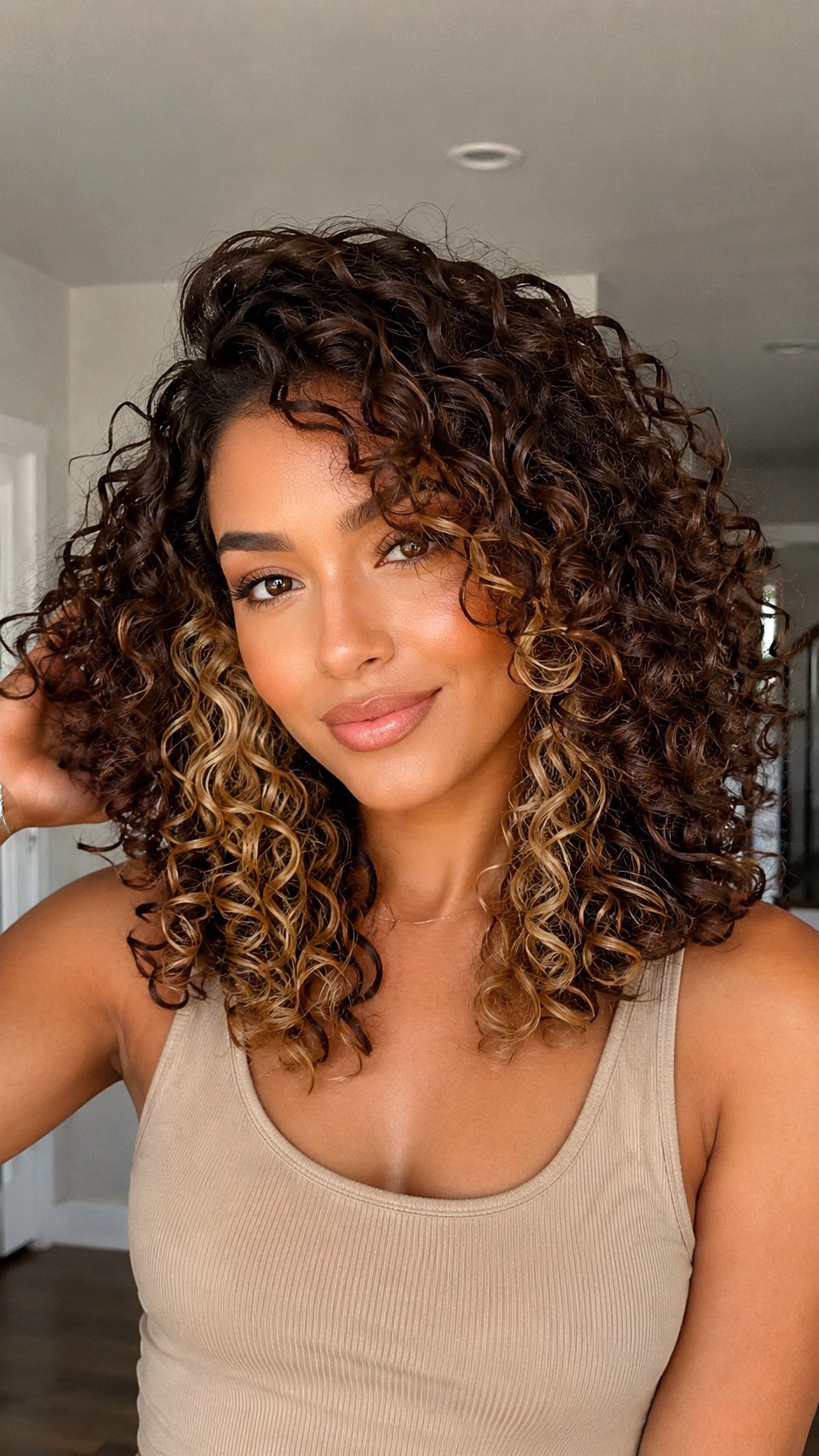 Toasted Coconut Peekaboo Curls - 25 Curly Hair Color Ideas