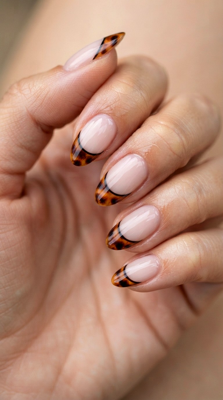 Tortoiseshell French Tip Accents - 20 gel french tip nail art ideas