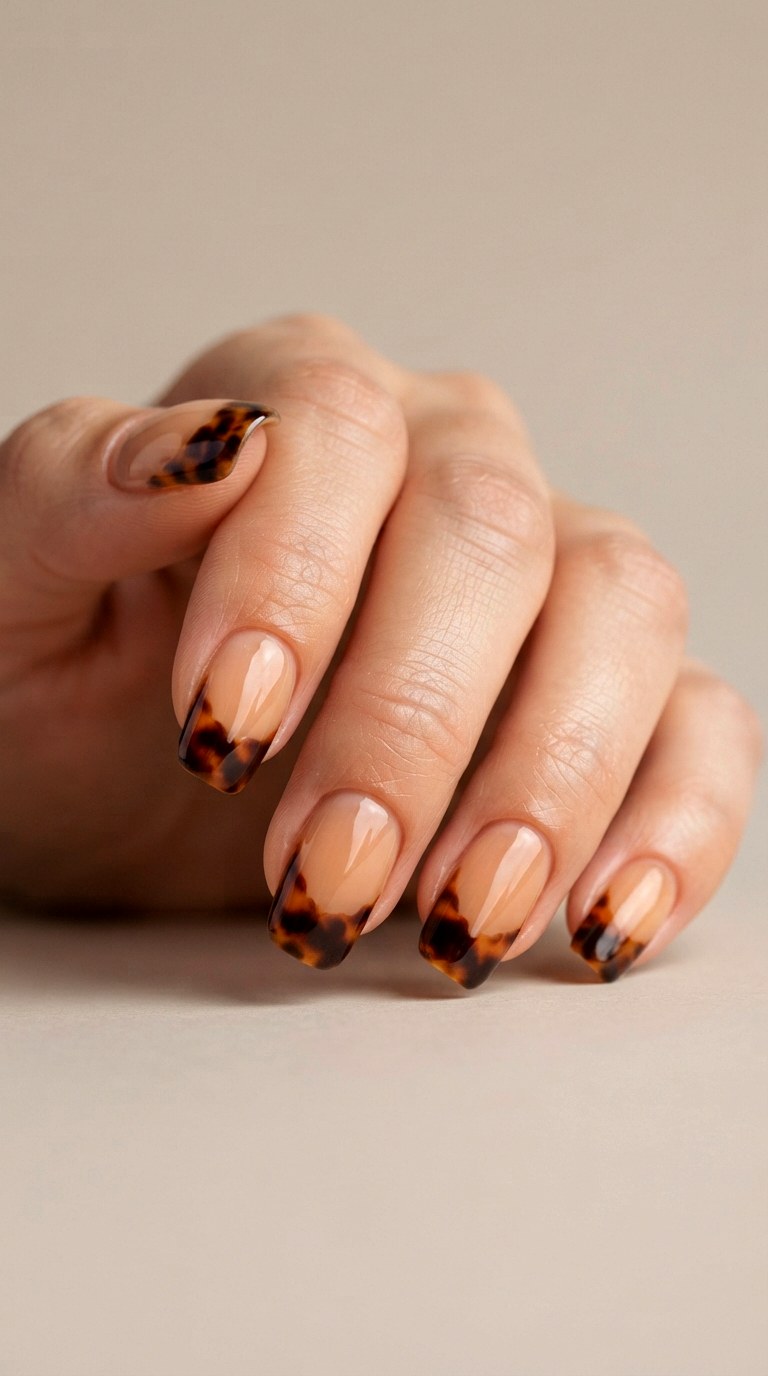 Tortoiseshell French Tip Art - 21 cute french tip nail art ideas