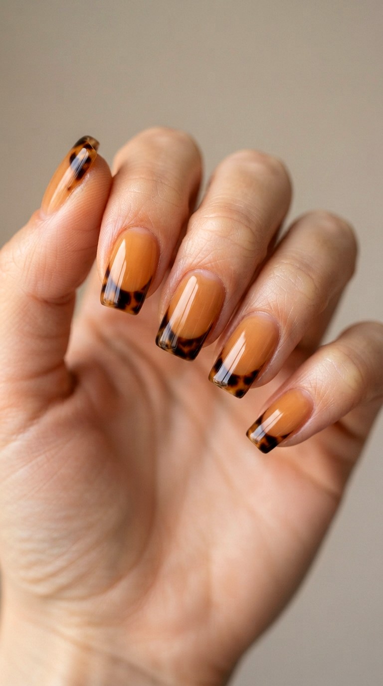 Tortoiseshell Pattern French Tip Art - 22 natural french tip nail art ideas