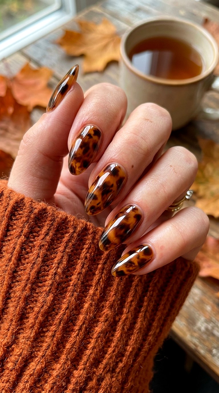 Tortoiseshell Print Details - 24 Easy Nail Design Ideas