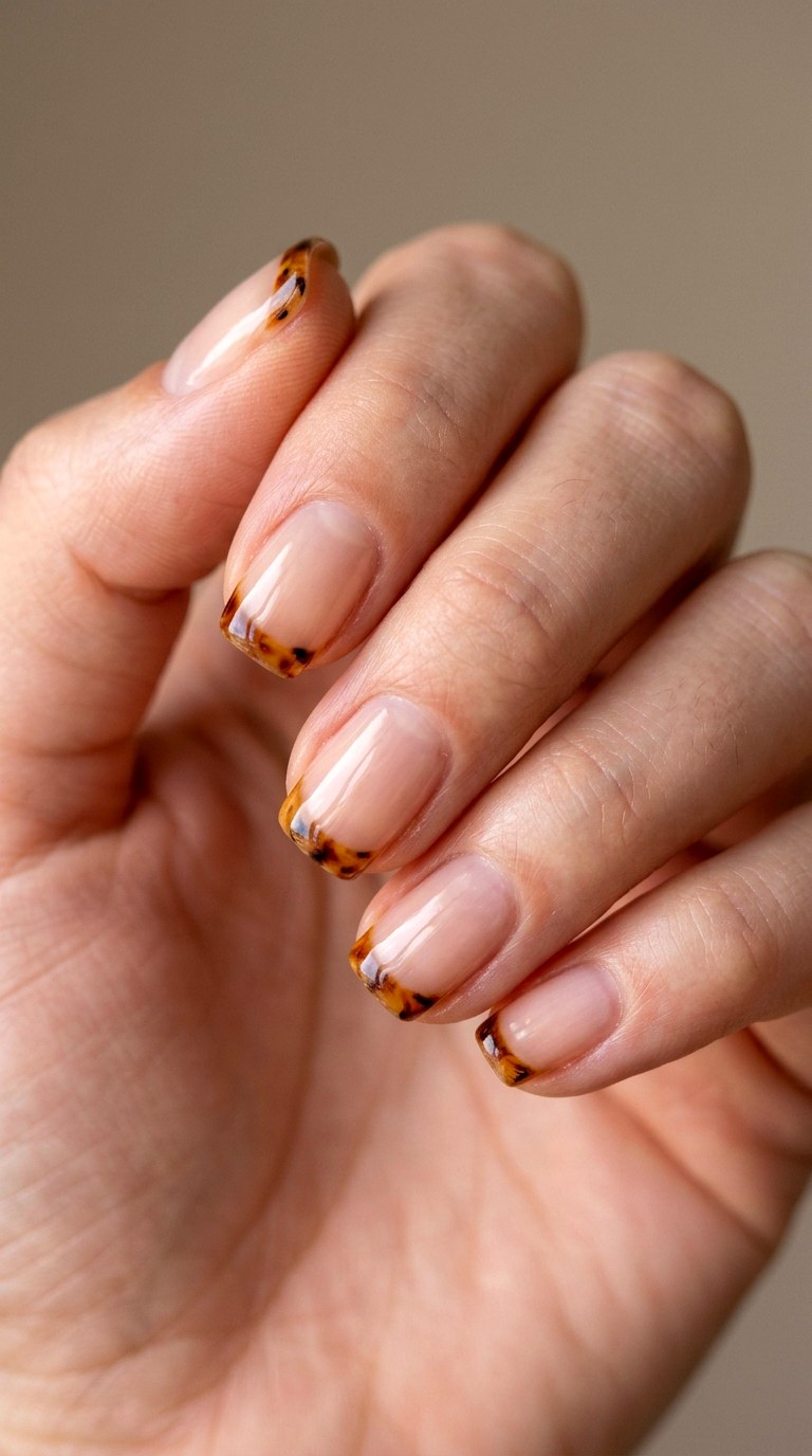 Tortoiseshell Thin French Tip - 23 thin french tip nail art designs