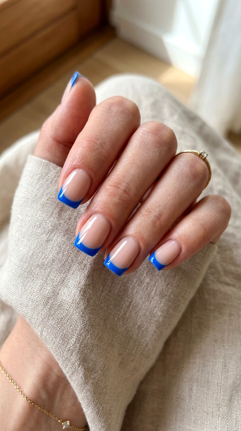 Trendy French Tip Bright Blue Nails - 22 bright blue nails