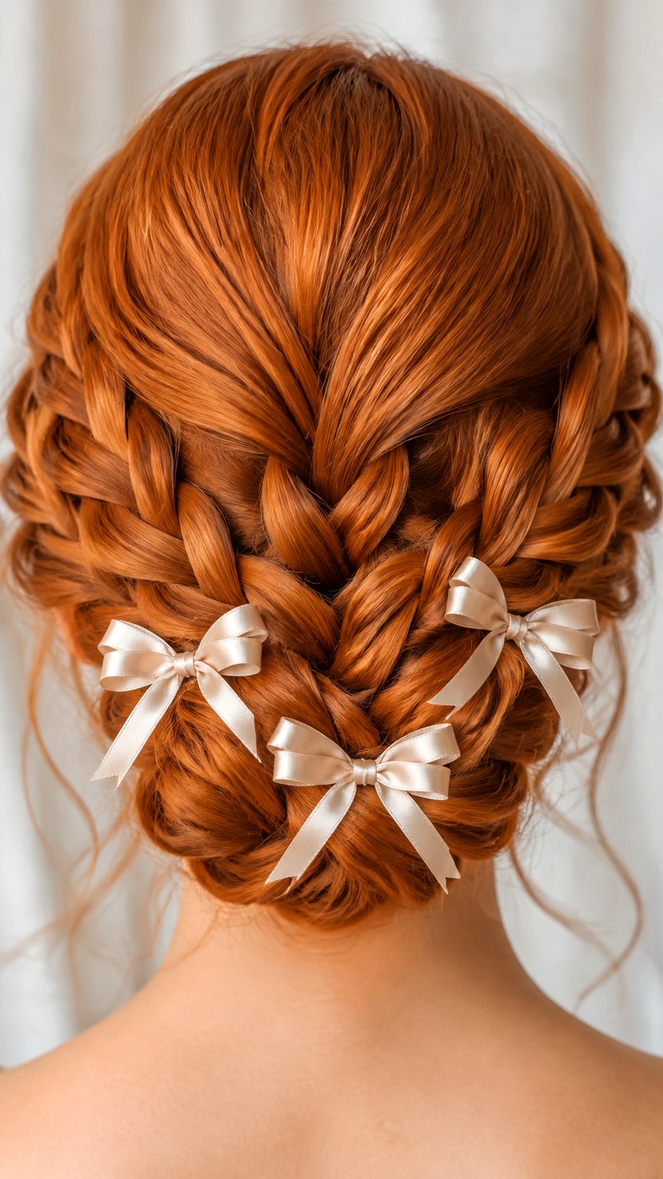 Triple Braided Low Updo with Bows - 24 classy updo hairstyles ideas