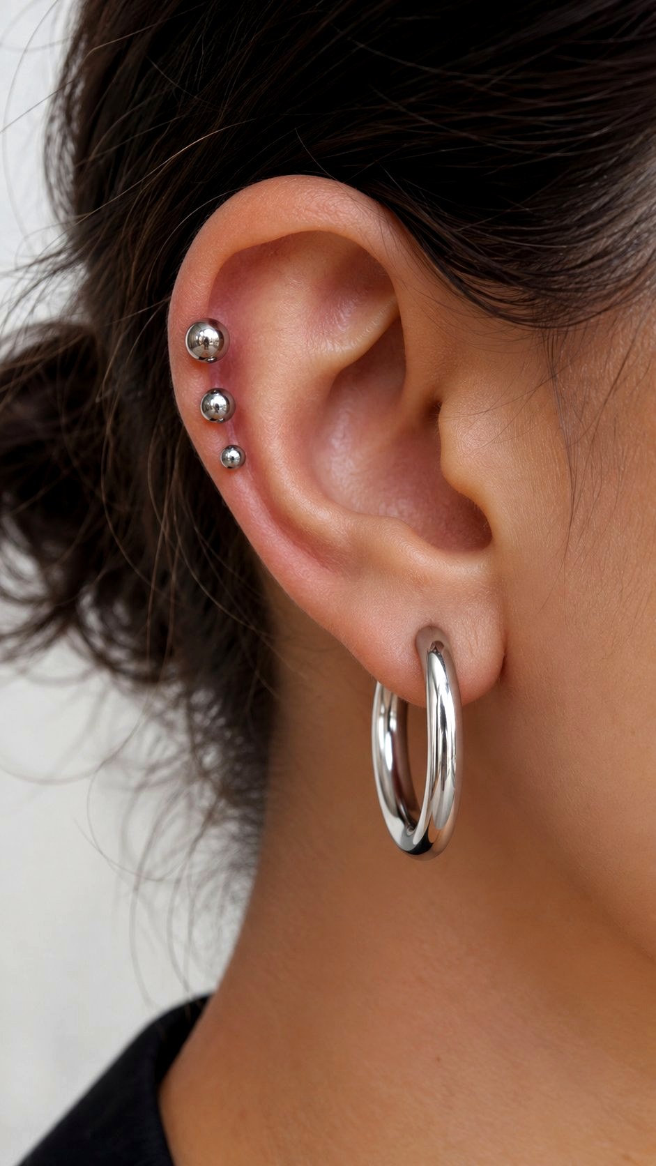 Triple Helix Graduated Silver Studs - 21 Silver Earrings Stack Ideas