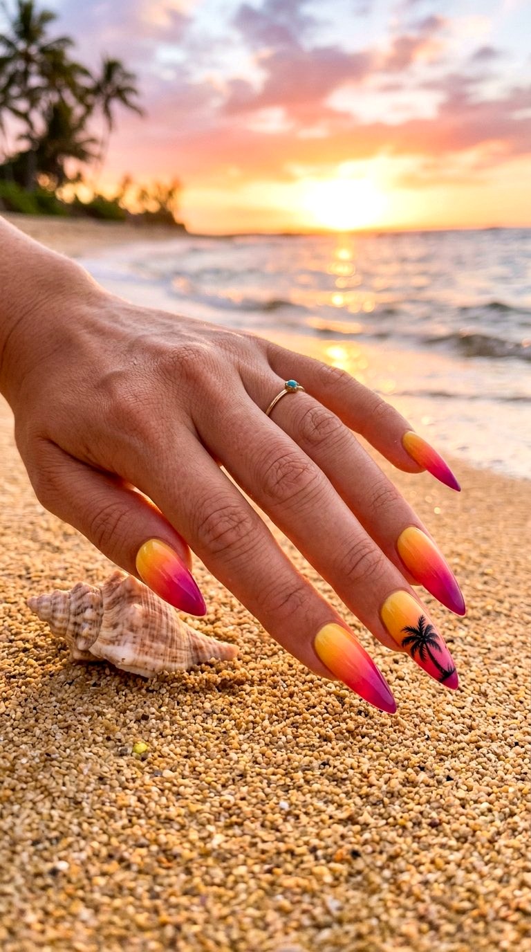 Tropical Sunset Ombre Blends - 20 Summer Acrylic Nail Art Ideas