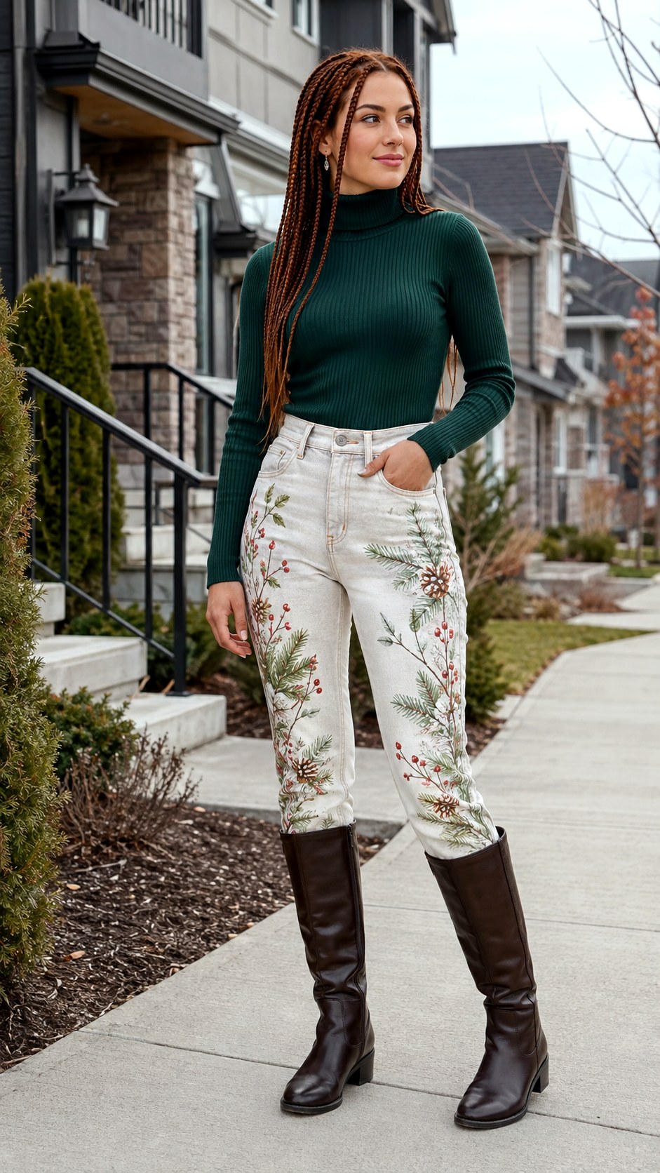 Turtleneck With Painted Denim Jeans - 23 senior painted jean outfit ideas