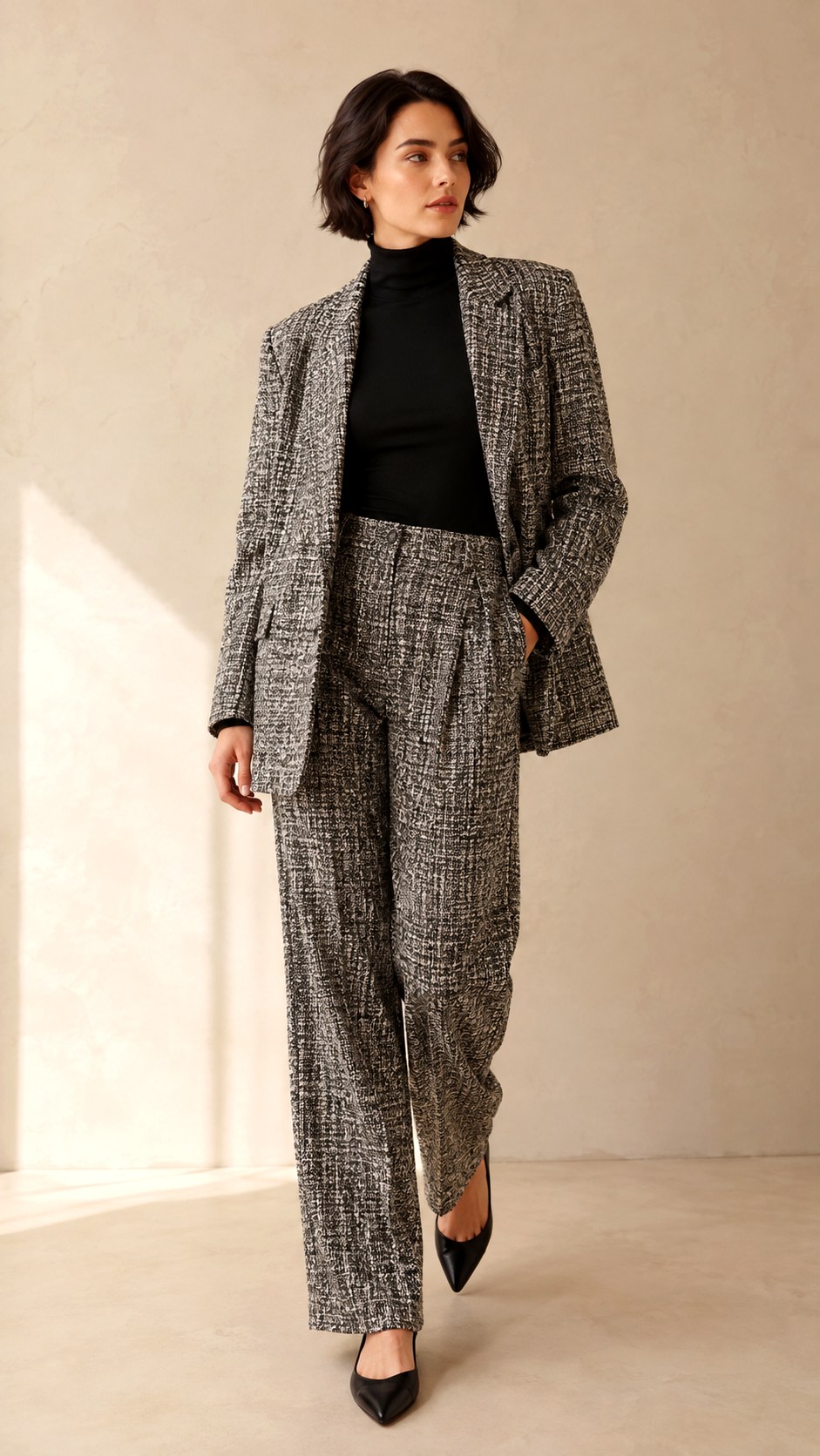 Tweed Baggy Suit Elegance - 25 baggy suit outfit ideas