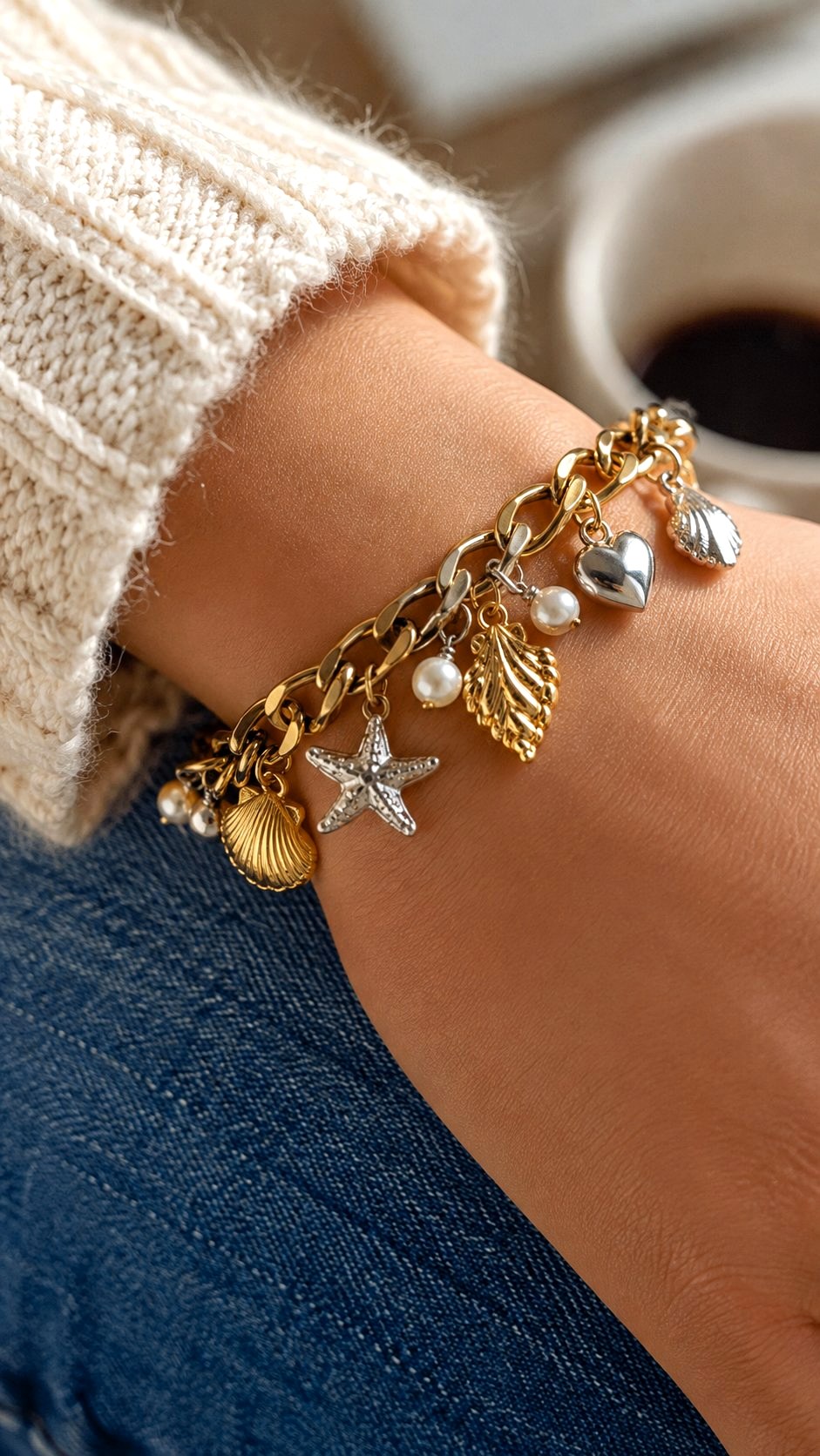 Two Tone Charm Bracelet - 20 mixing gold and silver jewelry ideas