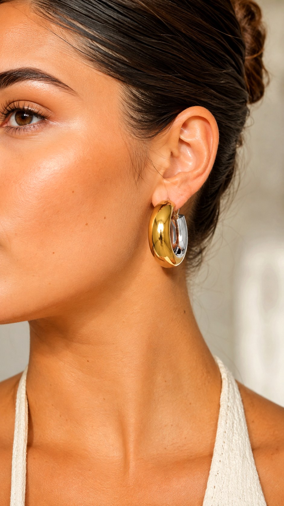 Two Toned Chunky Hoop Earrings - 24 gold and silver jewelery ideas