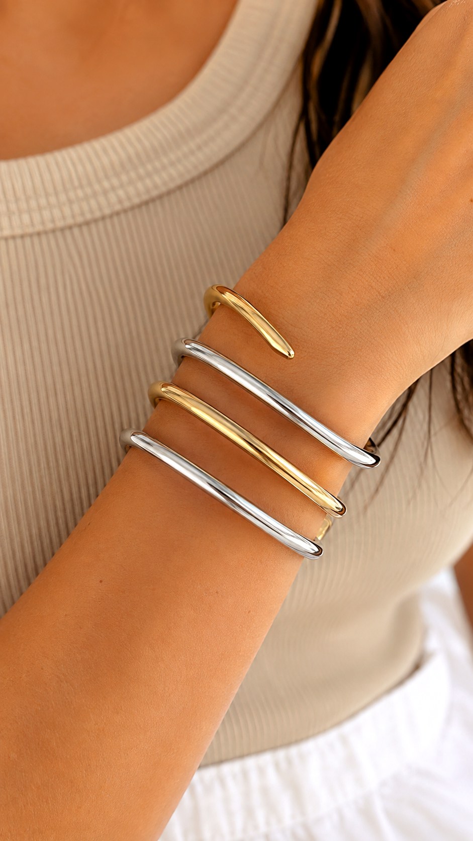 Two Toned Coil Bangle Bracelet - 24 gold and silver jewelery ideas