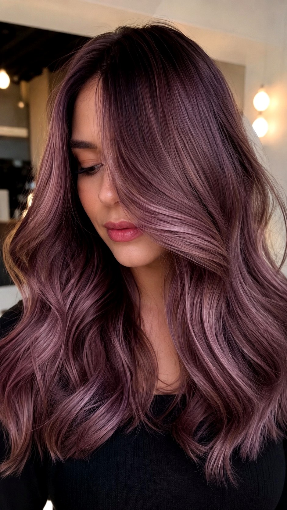 Velvet Mauve Hair For Soft Winter Glow - 23 Hair Color Ideas