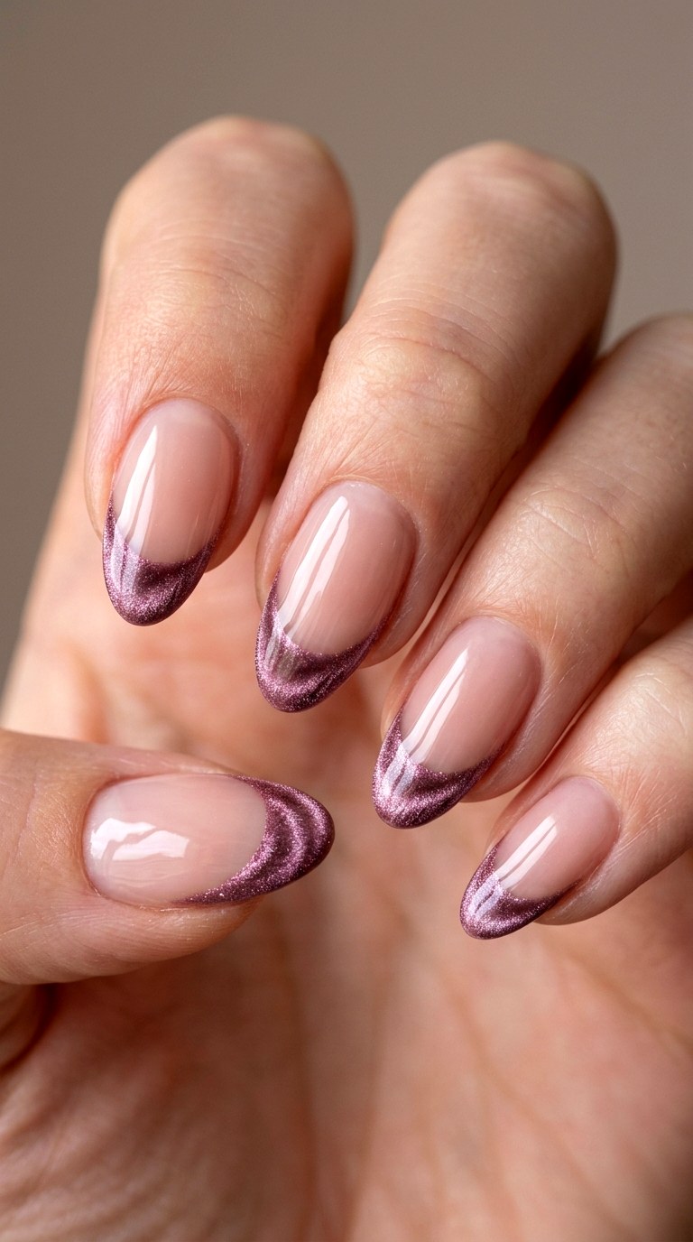 Velvet Mauve Thin French Tip - 23 thin french tip nail art designs