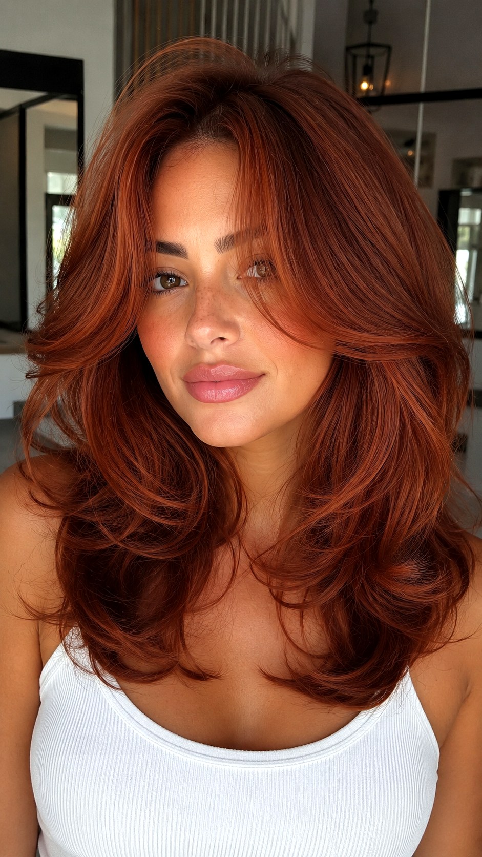 Velvety Auburn Volume Butterfly Cut - 25 butterfly layers hair medium ideas