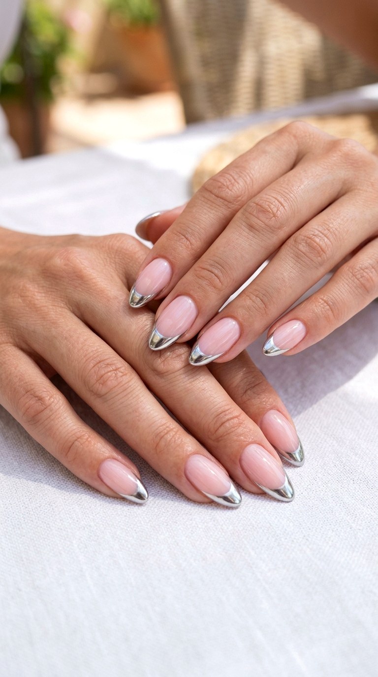 Vibrant Chrome French Manicure Tips - 24 Summer Nail Design Trends