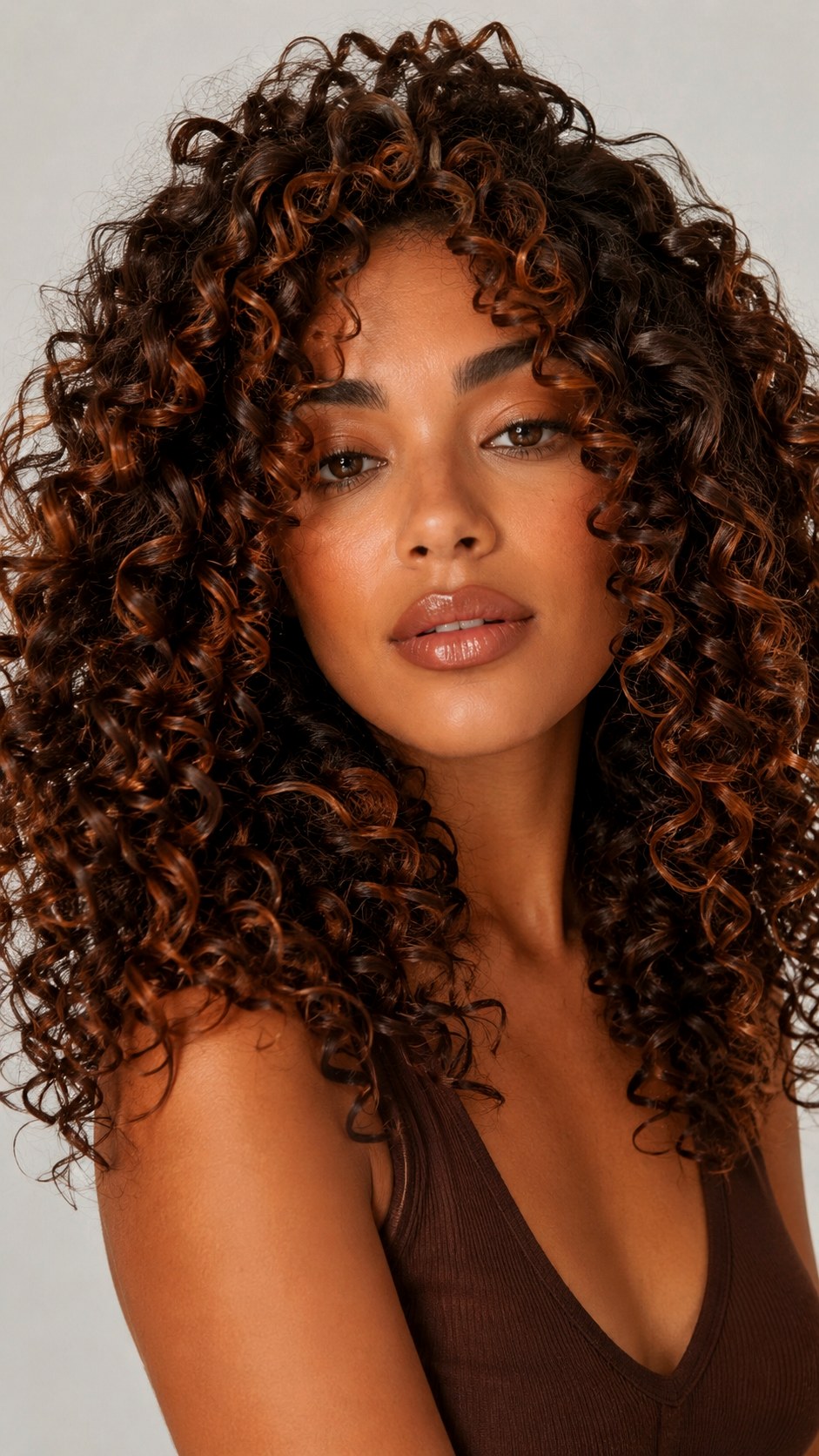 Vibrant Cinnamon Swirl Brunette Curls - 25 Curly Hair Color Ideas