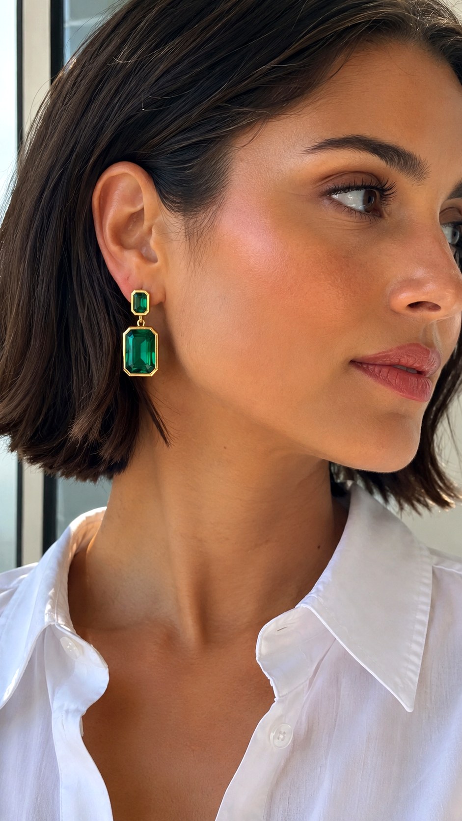 Vibrant Emerald Cut Drop Earrings - 23 color jewelry ideas