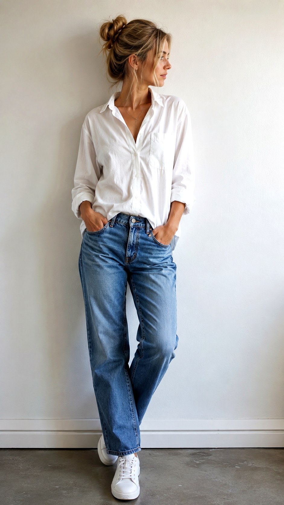 Vintage Denim Oversized Shirt - 20 elegant jean outfit ideas