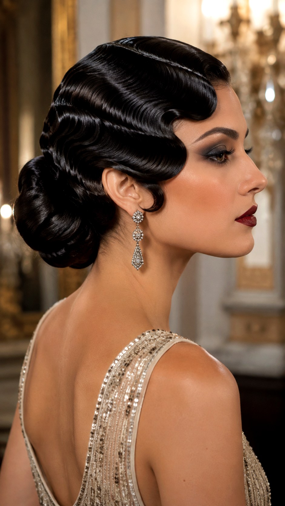 Vintage Finger Wave Low Bun Style - 25 low bun hairstyles wedding ideas