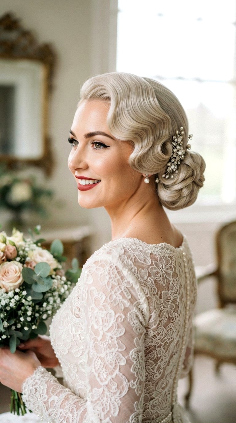 Vintage Hollywood Wave Low Bun - 20 low bun hairstyles ideas
