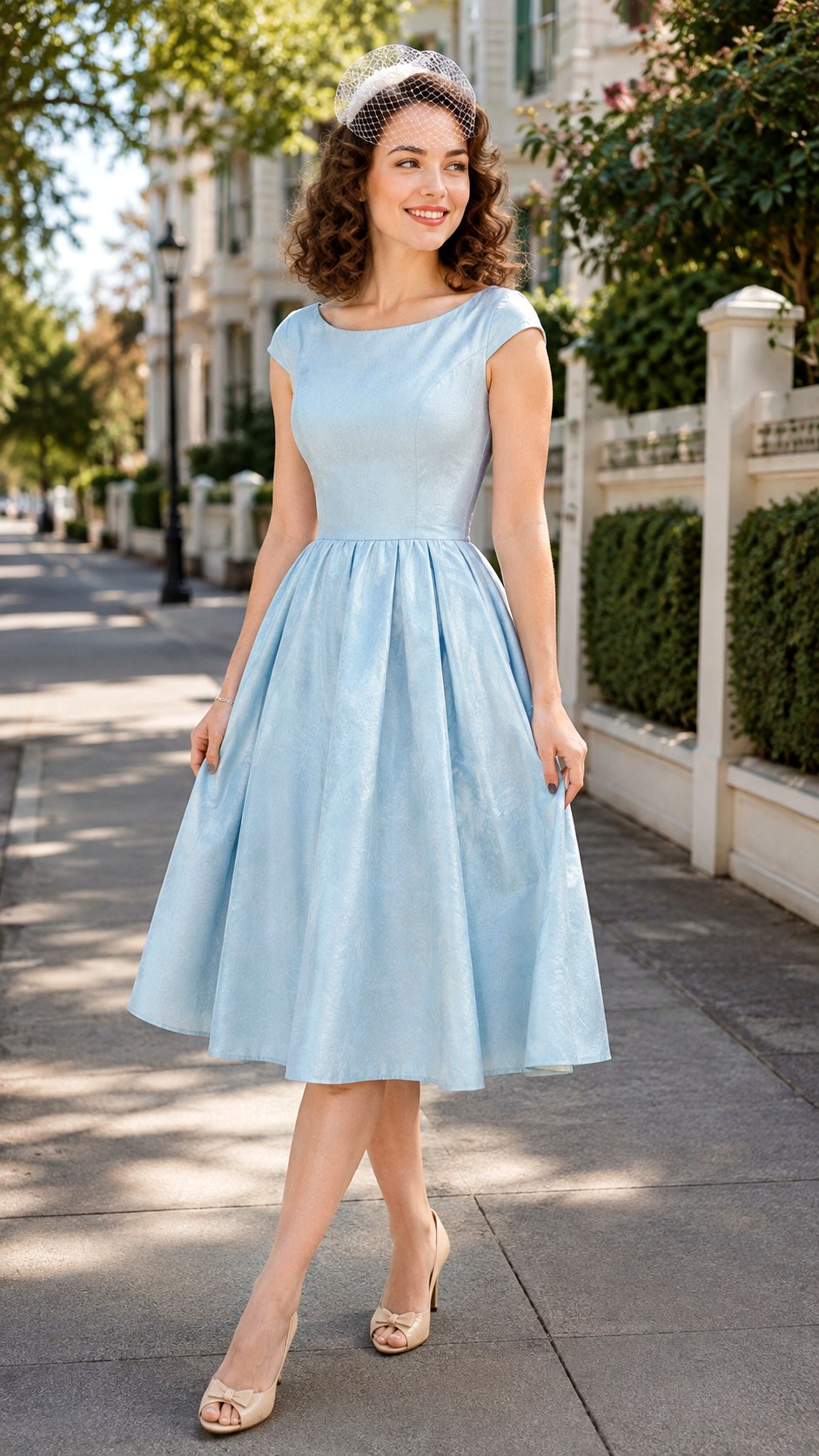 Vintage Ice Blue Tea Length Dress - 20 ice blue wedding dress outfit ideas