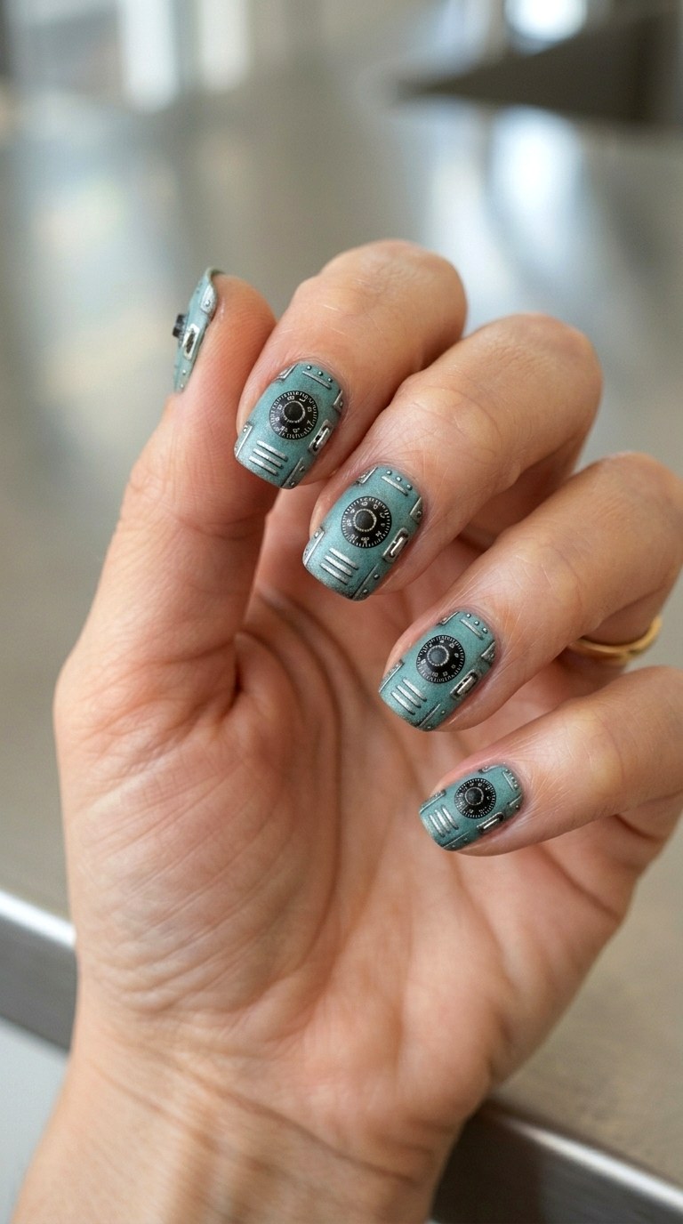 Vintage Locker Combination Nails - 20 cute school nail art ideas