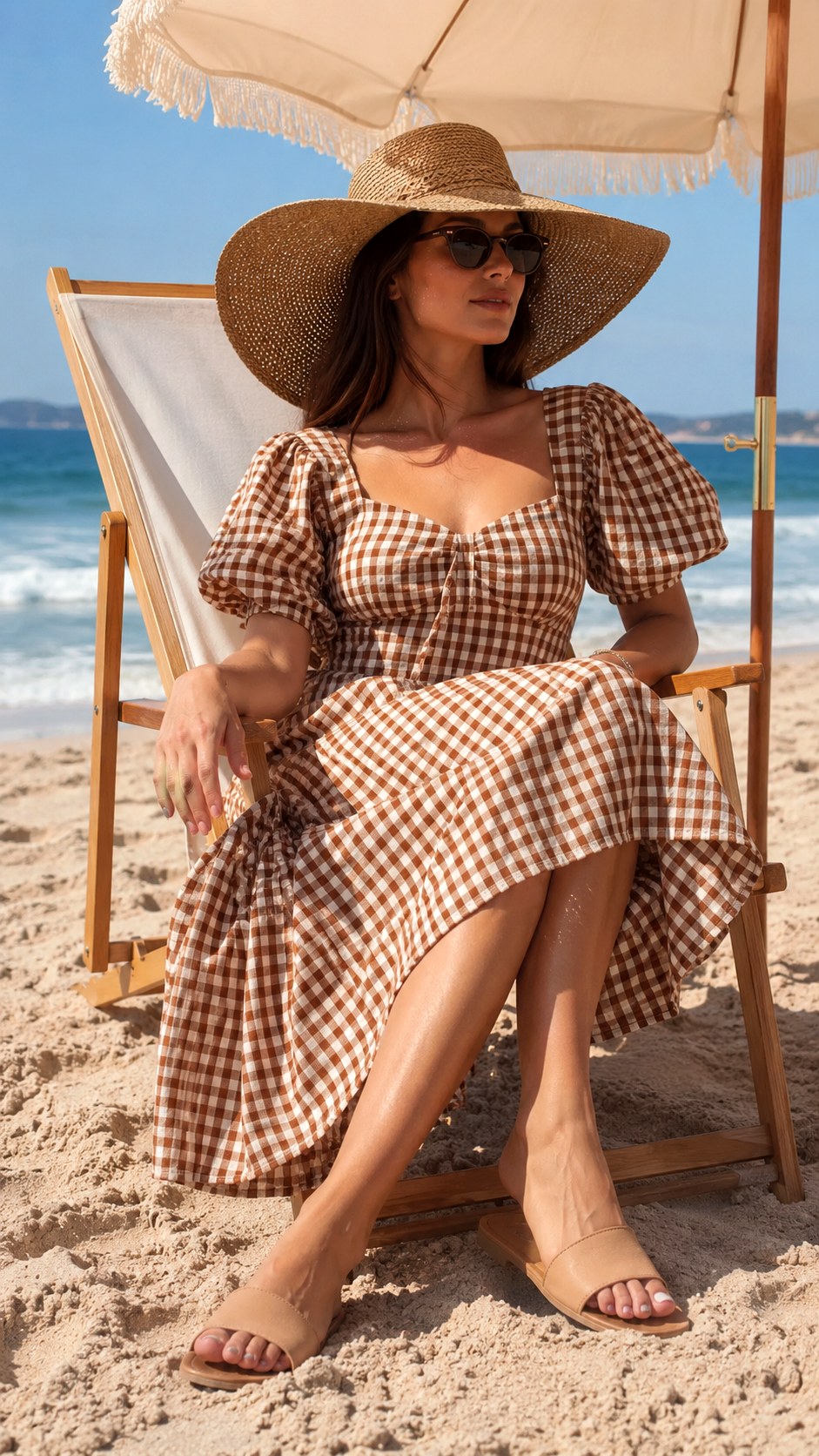 Vintage Oversized Woven Sun Hat - 24 Old Money Beach Outfit Ideas