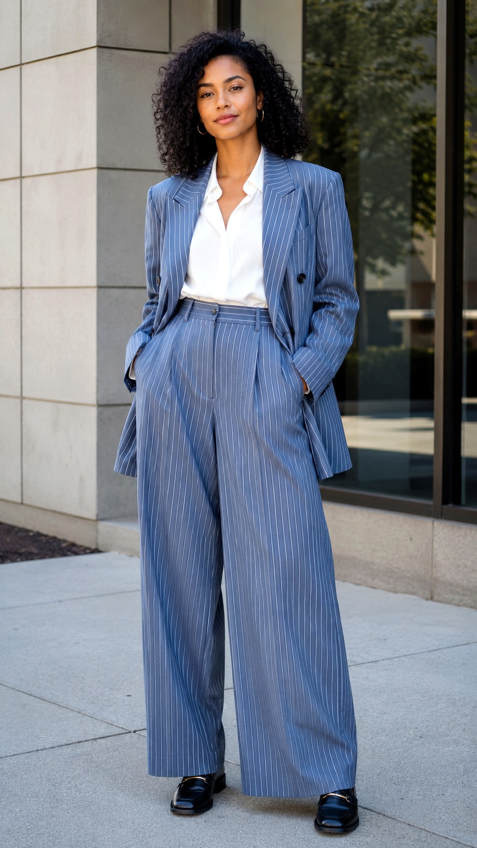 Vintage Style Pinstripe Power Suit - 25 baggy suit outfit ideas