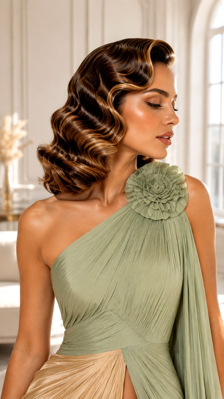 Vintage Waves With Caramel Highlights - 23 Caramel Balayage Hair Ideas