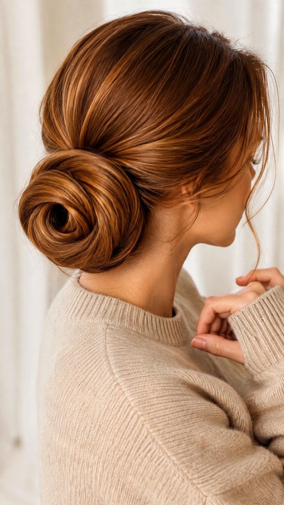 Voluminous Cinnamon Roll Bun - 23 elegant bun hairstyles classy ideas