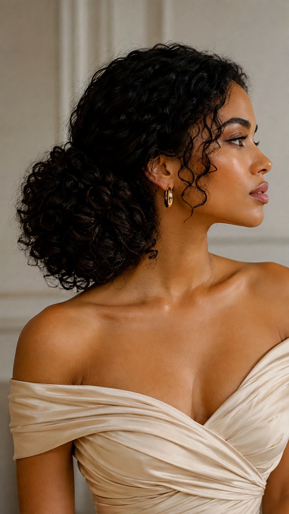 Voluminous Curly Low Side Bun - 23 low bun prom hairstyles ideas
